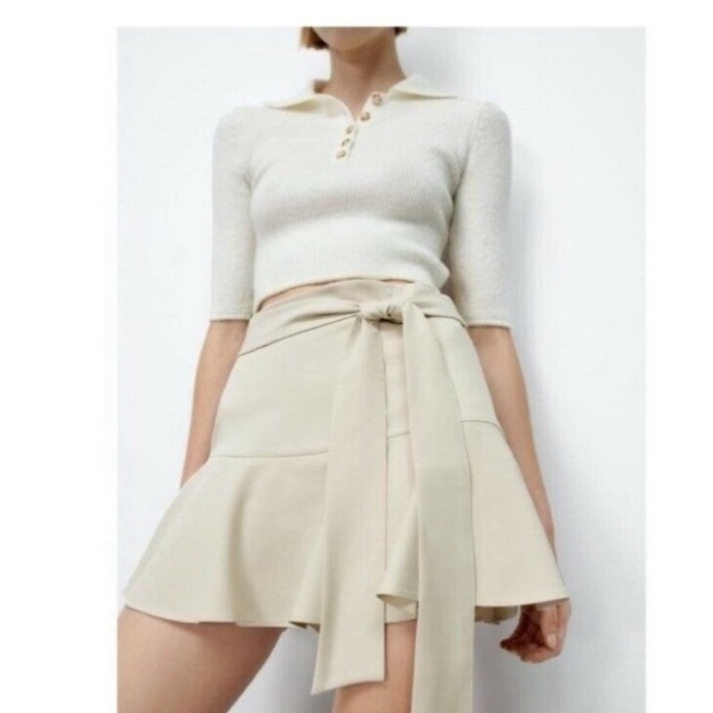 Zara Belted Lilac Skort with Ruffle Hem S